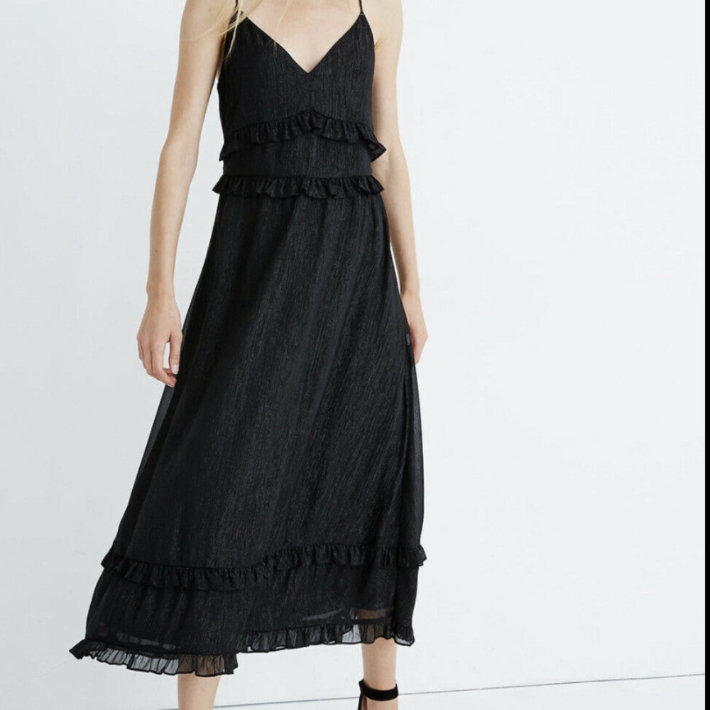 Madewell Metallic Shimmer Ruffle Cami Dress Size 4